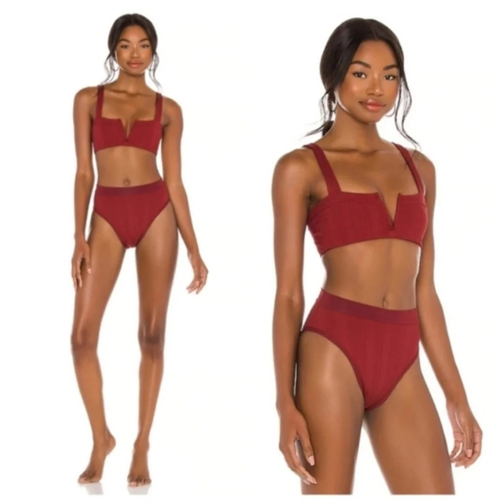 L*Space Lee Lee Pointelle Ribbed Rib Bikini Top